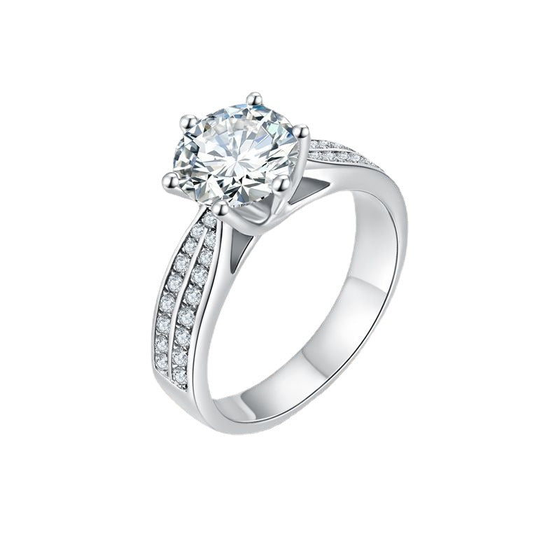 S925 Round-Cut Moissanite Ring 6 Claws Queen 1CT&2CT 【6.2#66】