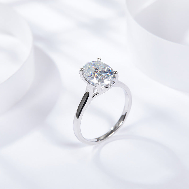 S925 Oval-Cut Moissanite Ring Plated Gold【6.2#142】