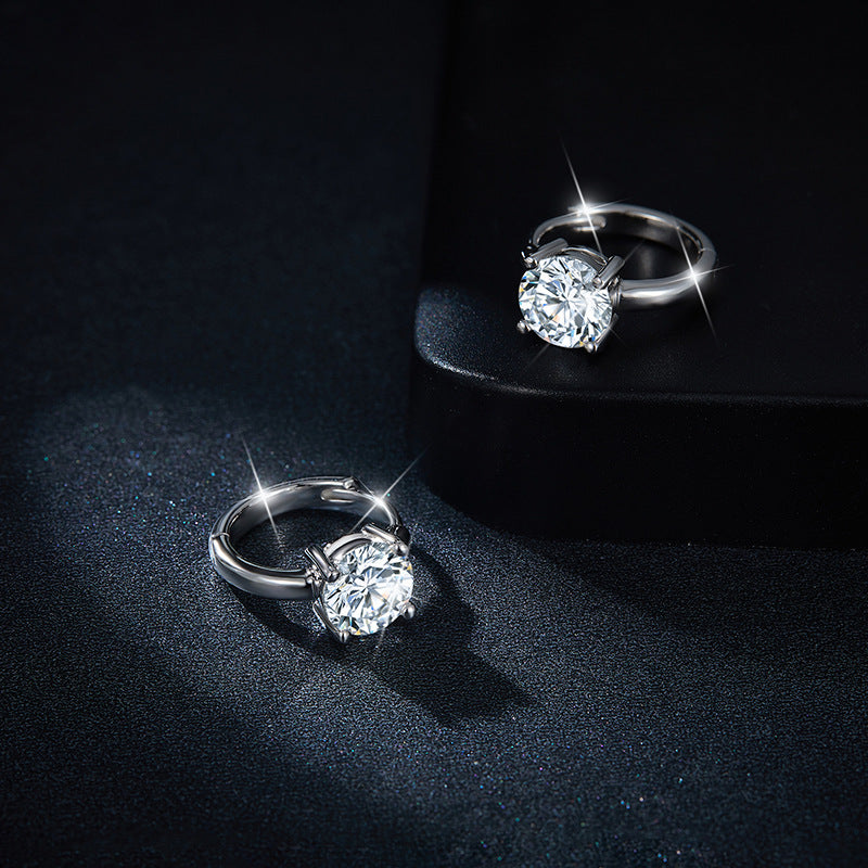 S925 Round-Cut Moissanite Ring Plated 18k Gold【6.2#139】