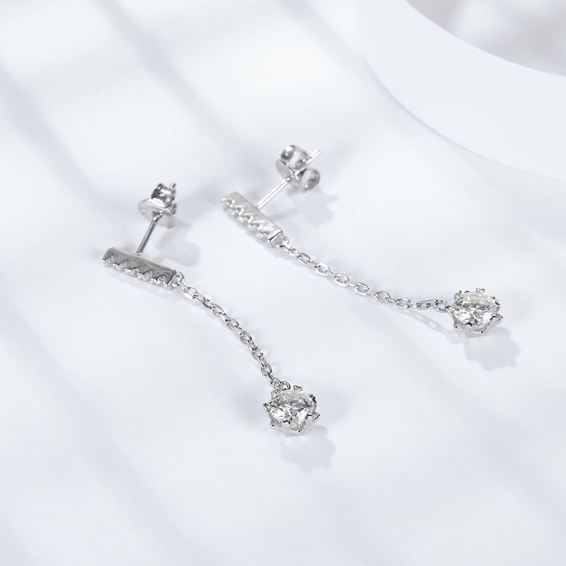 S925 Round-Cut Moissanite Earring【6.2#90】