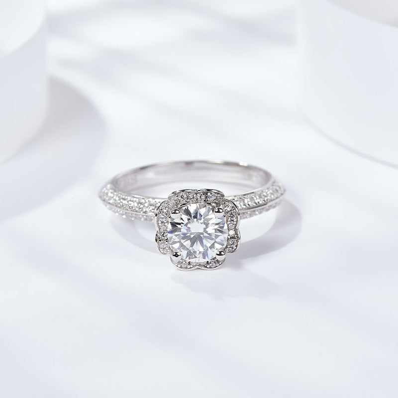 S925 Round-Cut Moissanite Ring 1CT&2CT 【6.2#72】