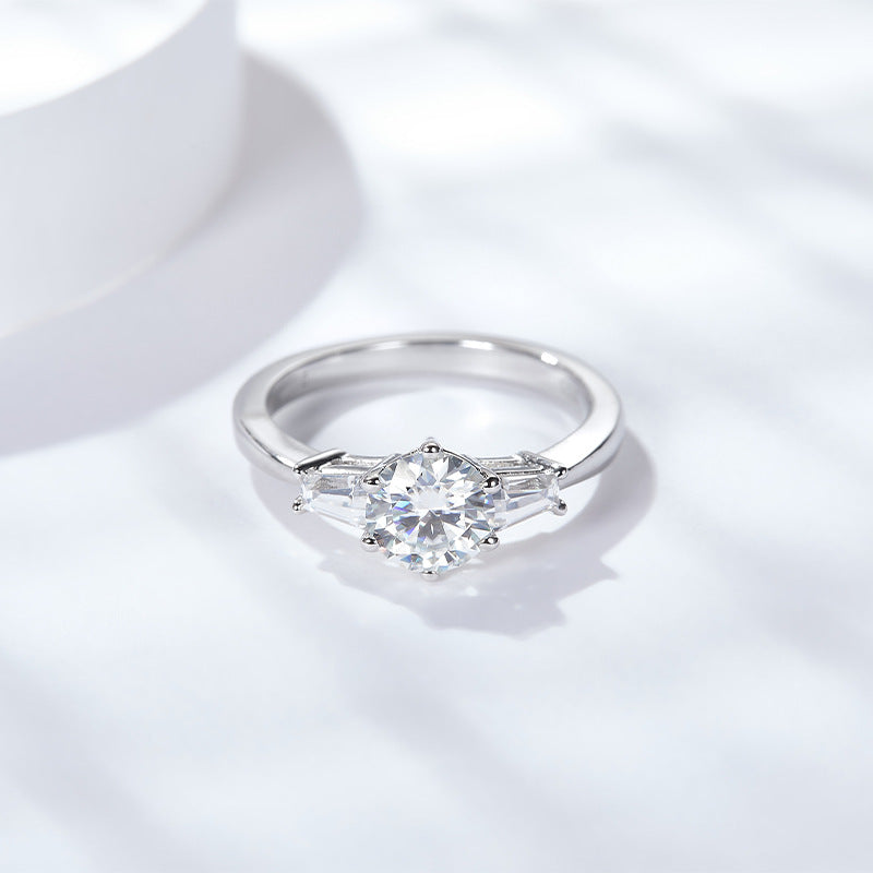 S925 Round-Cut Moissanite Ring【6.2#200】