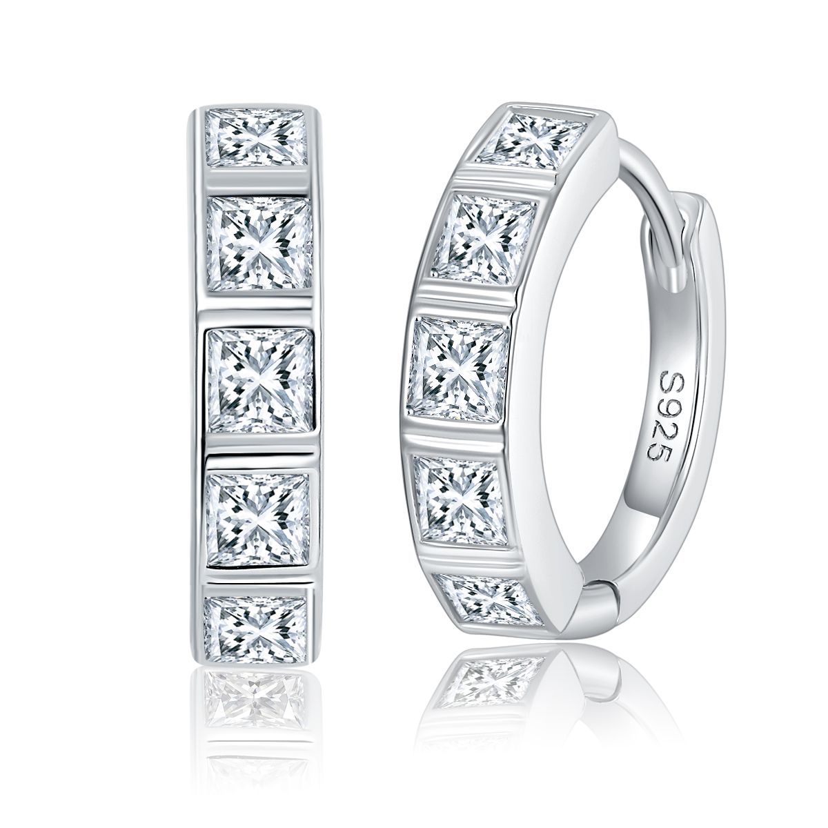 S925 Princess-Cut Moissanite Earring【6.2#166】