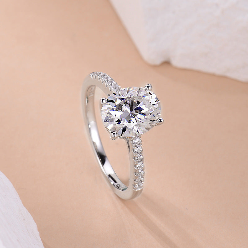 S925 Oval-Cut Moissanite Ring Plated 18k Gold【6.2#116】