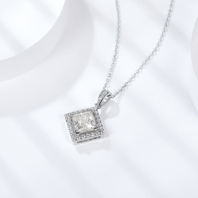 S925 Princess-Cut Moissanite Necklace【6.2#187】