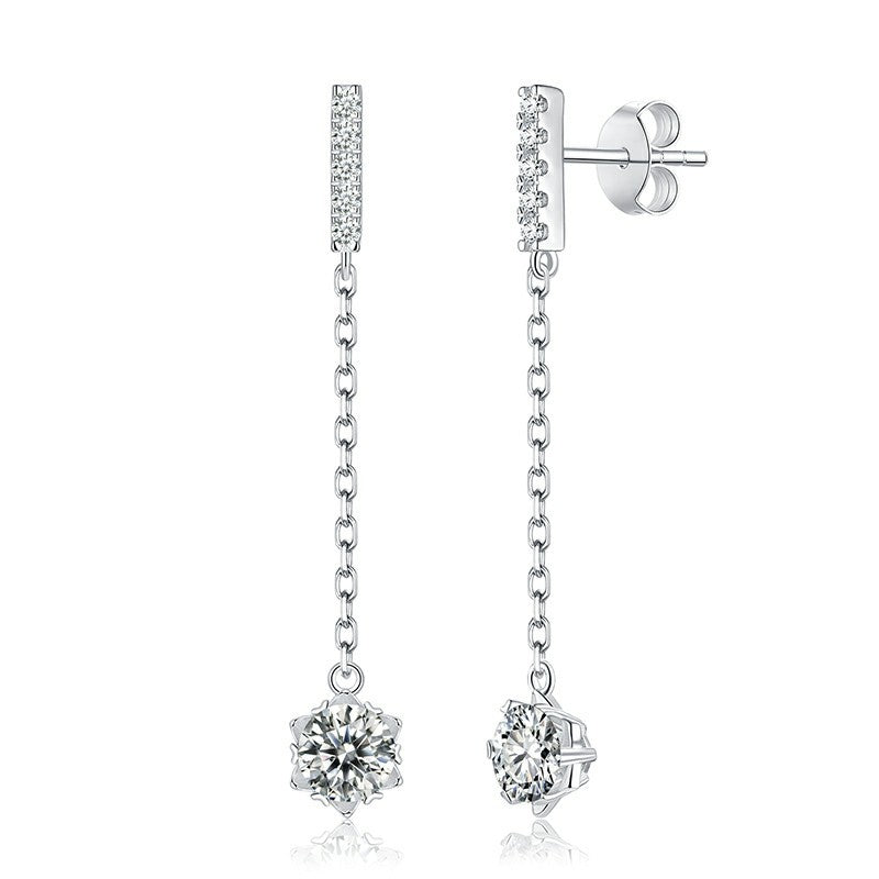 S925 Round-Cut Moissanite Earring【6.2#90】