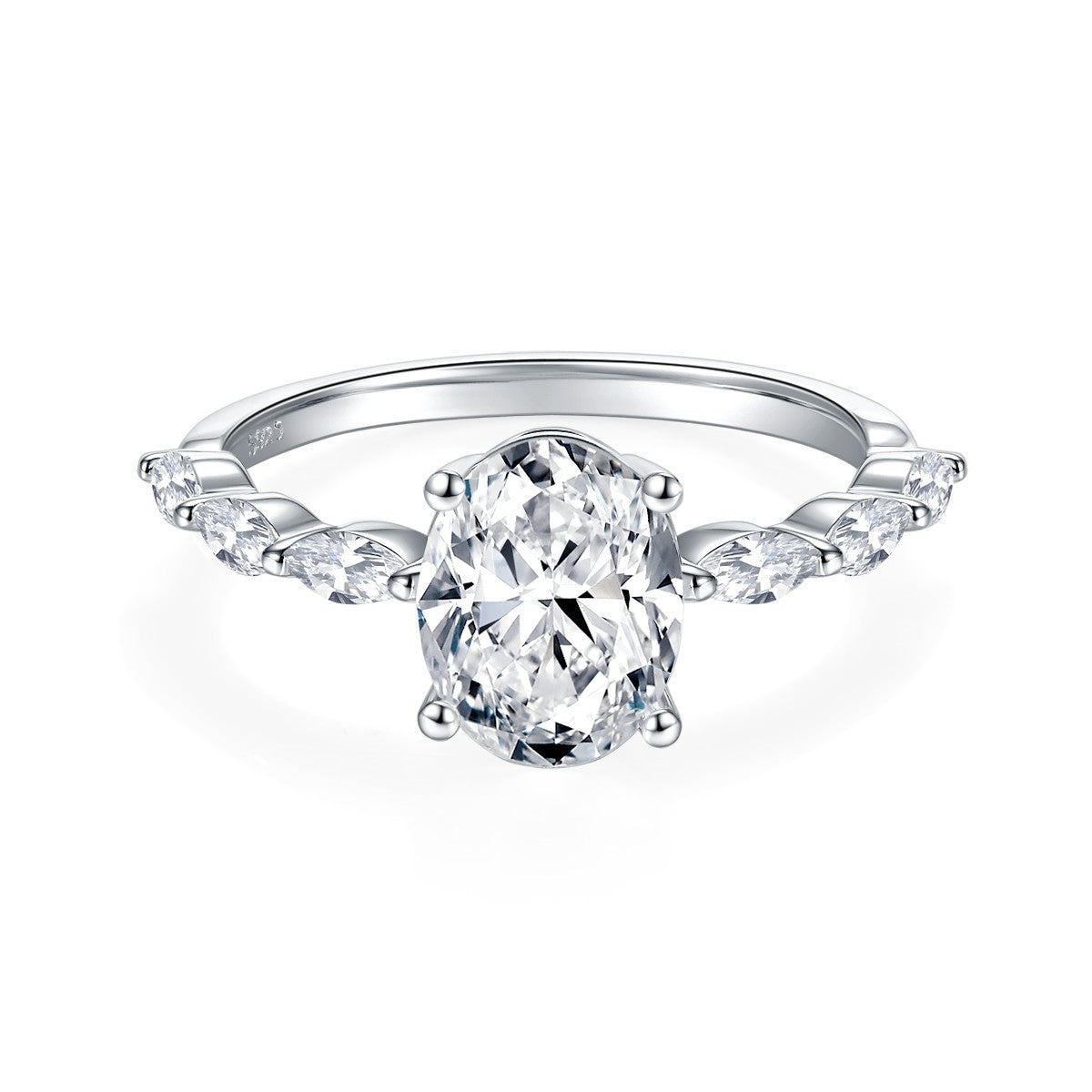 S925 Oval-Cut Moissanite Ring 2CT+0.6CT【6.2#50】