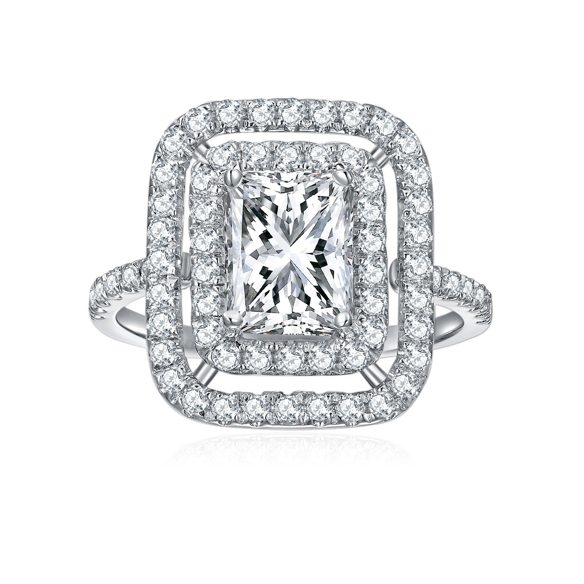 S925 Radiant-Cut Moissanite Ring Plated 18k gold【6.2#124】