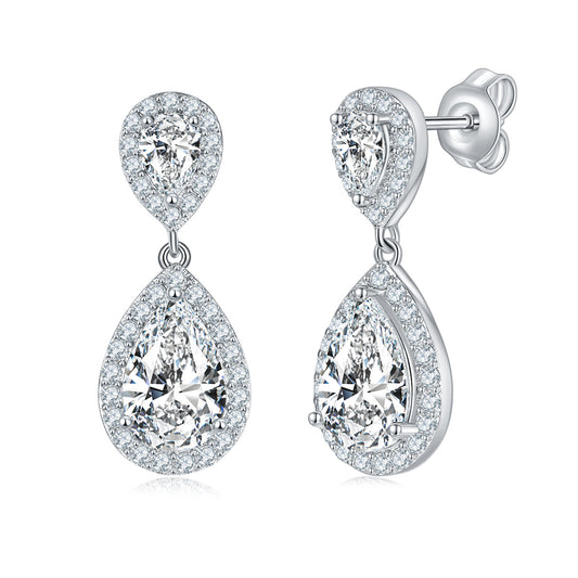 S925 Pear-Cut Moissanite Earring【6.2#196】