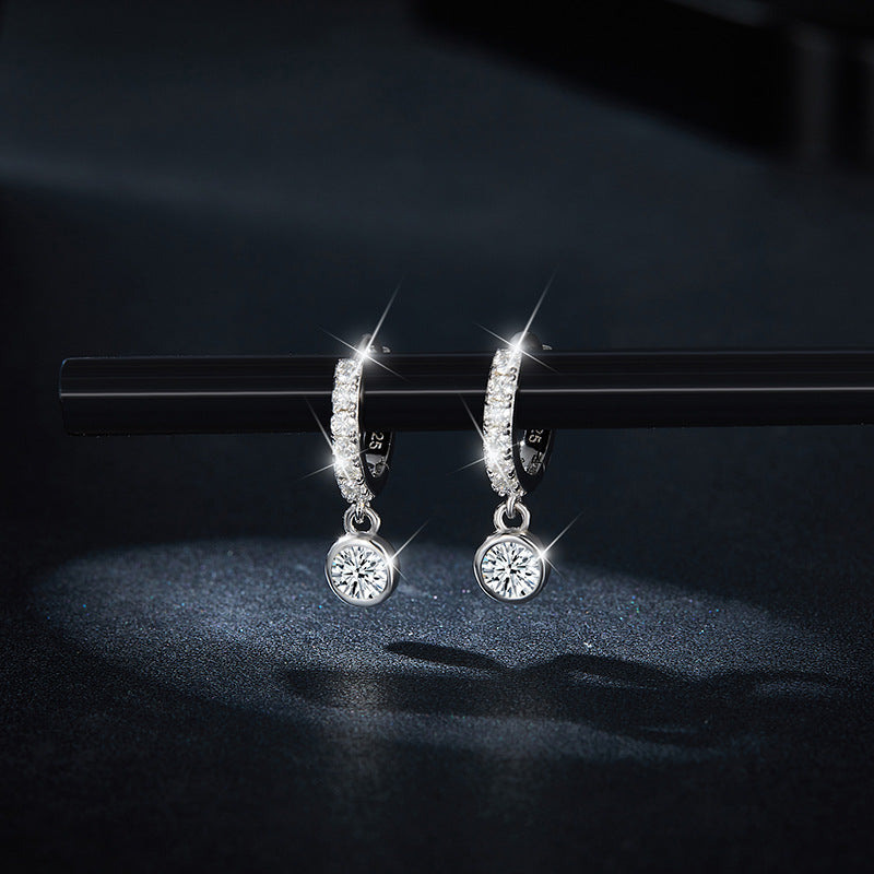 S925 Round-Cut Moissanite Earring Plated 18k Gold【6.2#117】