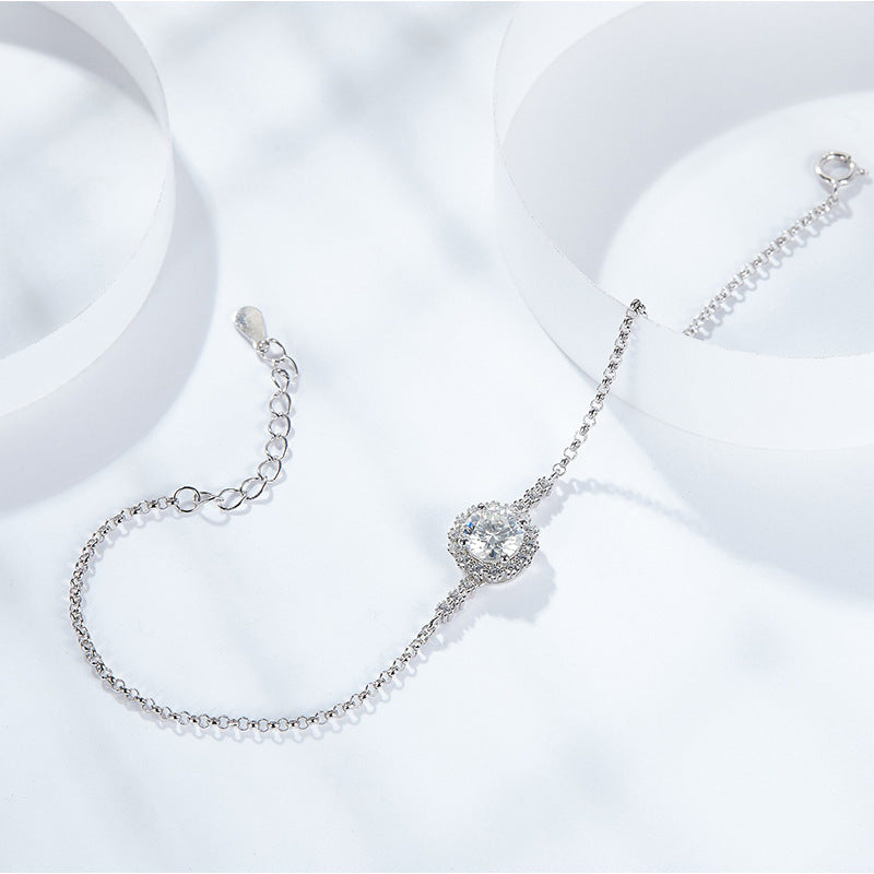 S925 Round-Cut Moissanite Necklace Plated 18k Gold【6.2#132】