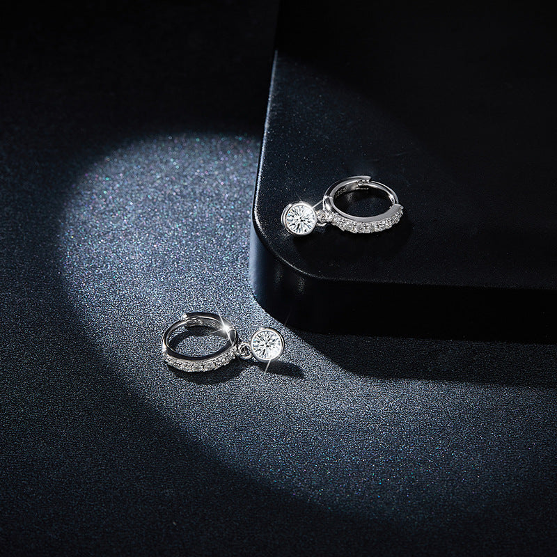 S925 Round-Cut Moissanite Earring Plated 18k Gold【6.2#117】