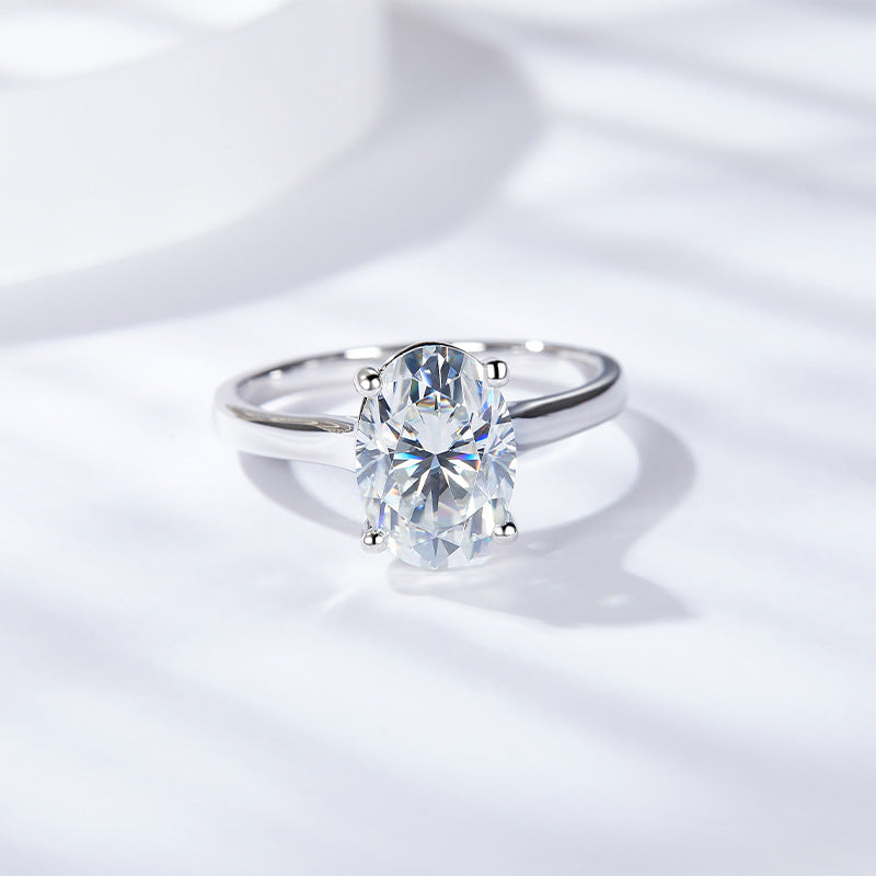 S925 Oval-Cut Moissanite Ring Plated Gold【6.2#142】