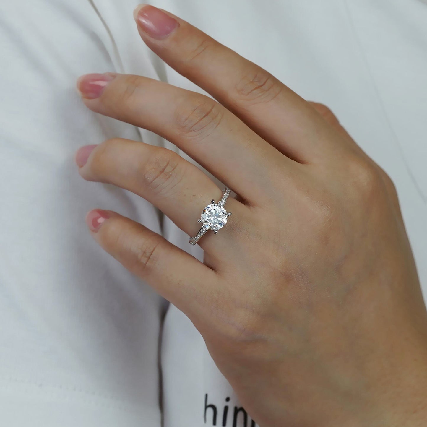 S925 Round-Cut Moissanite Ring【6.2#201】