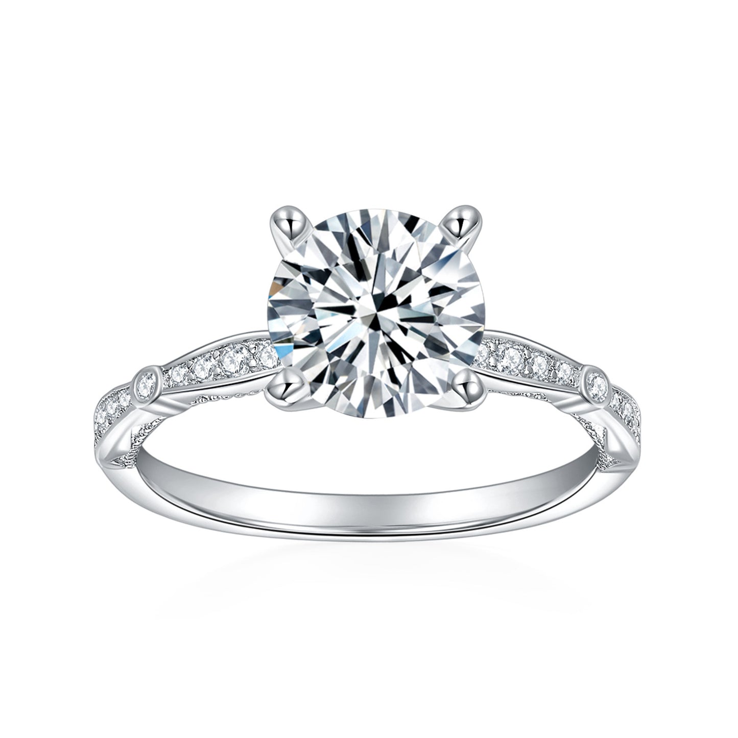 S925 Round-Cut Moissanite Ring【6.2#201】