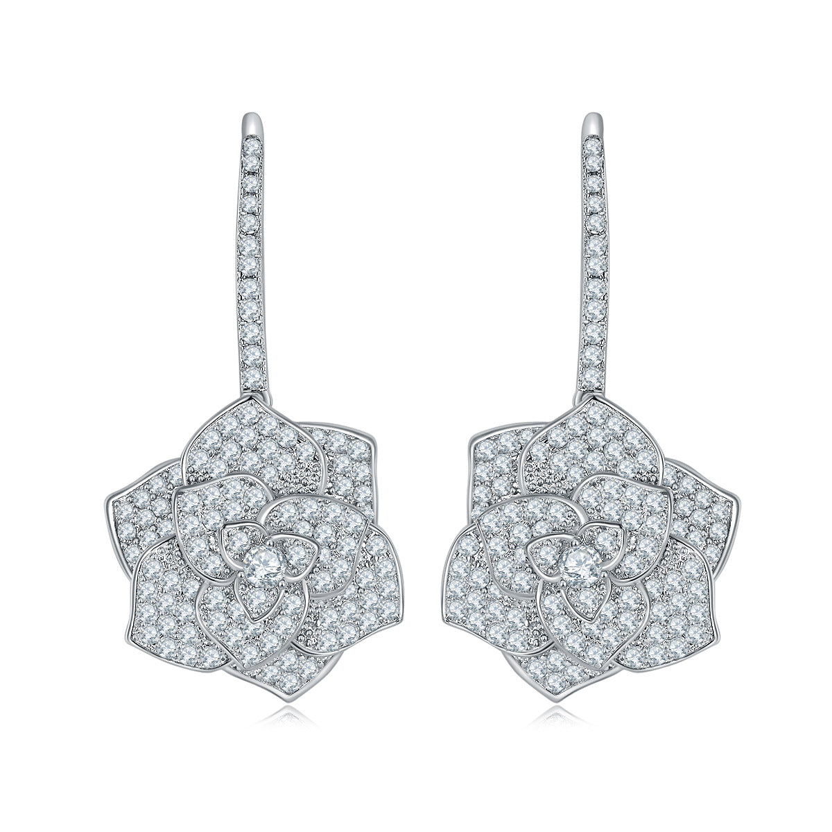 S925 Round-Cut Moissanite Earring Plated Gold【6.2#109】