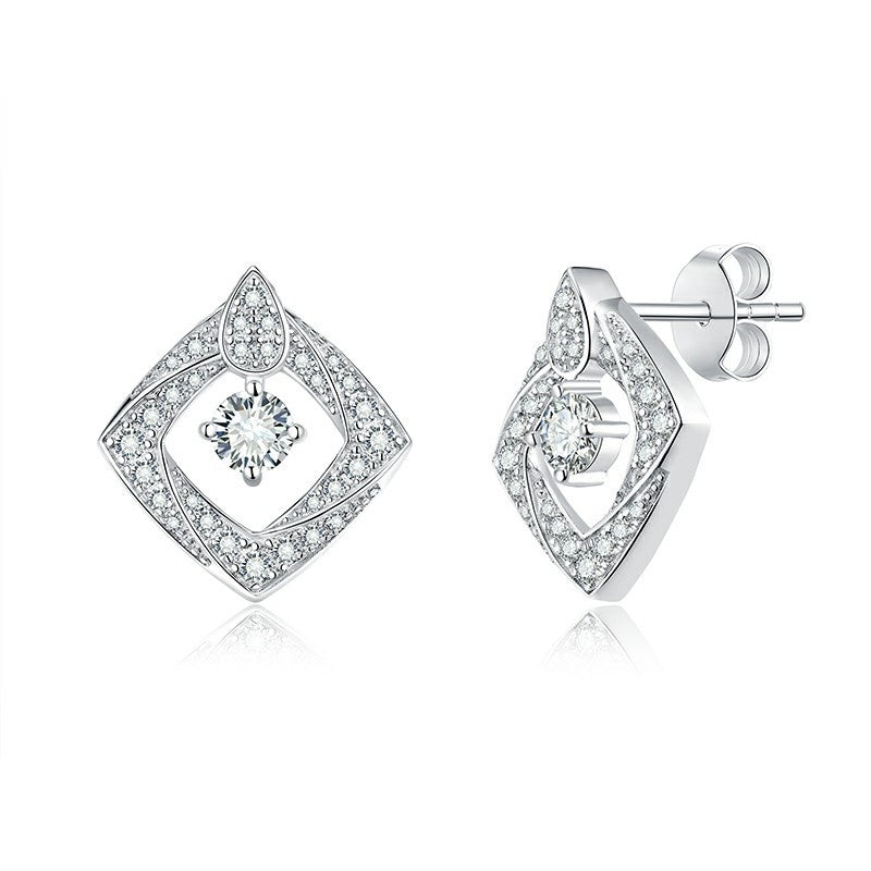 S925 Round-Cut Moissanite Earring Plated 18k White Gold【6.2#130】