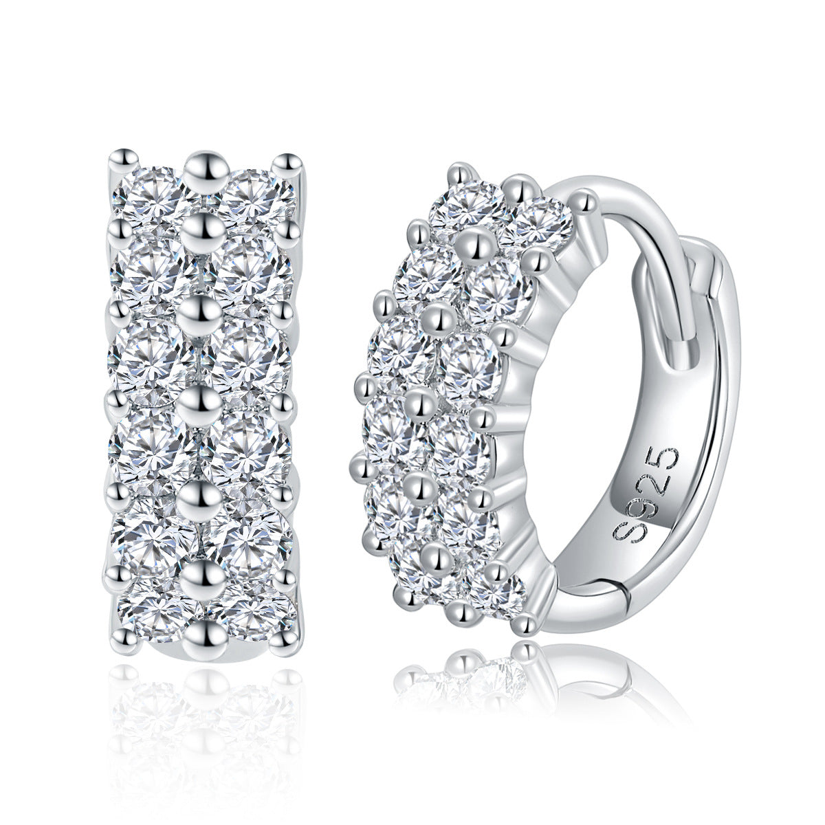S925 Round-Cut Full Moissanite Earring 【6.2#2】