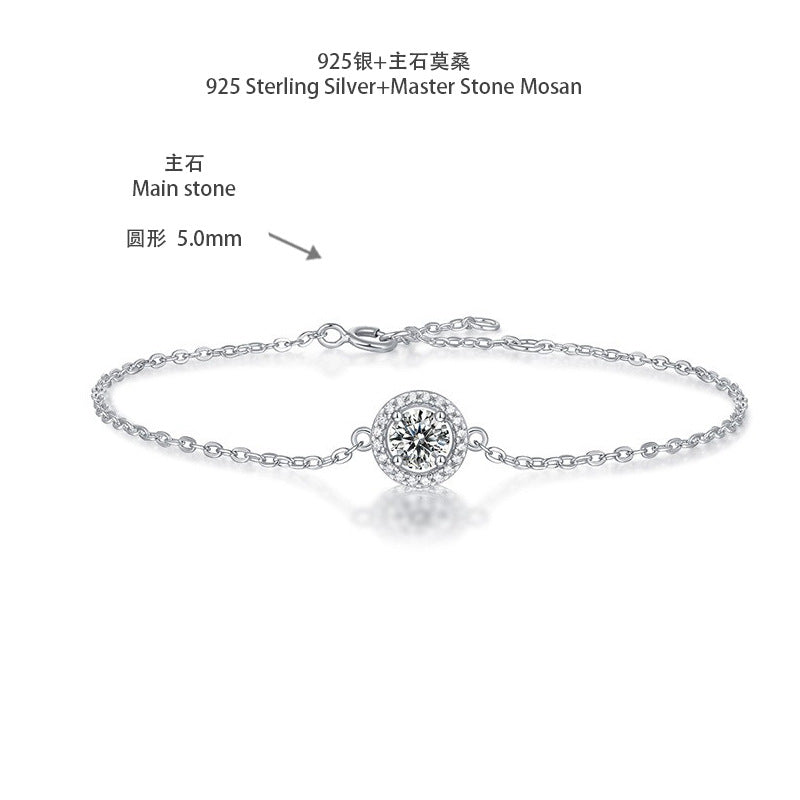 S925 Round-Cut Moissanite Bracelet Hearts And Arrows 0.5CT&1CT 【6.2#67】