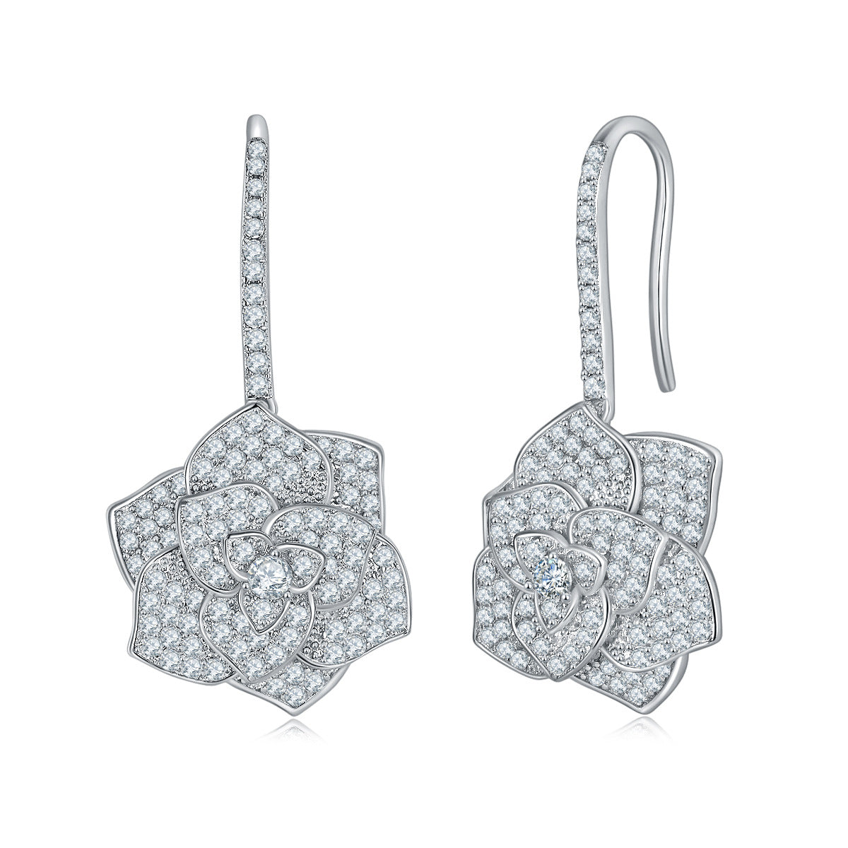 S925 Round-Cut Moissanite Earring Plated Gold【6.2#109】