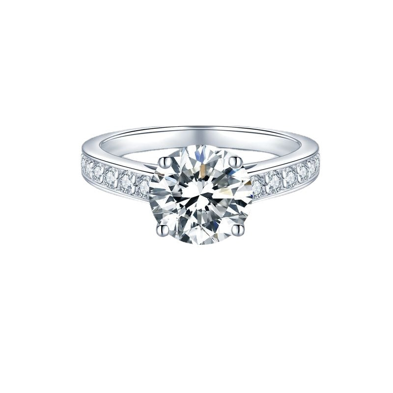 S925 2CT Round-Cut Moissanite 18k Gold Plated Ring 【6.2#86】
