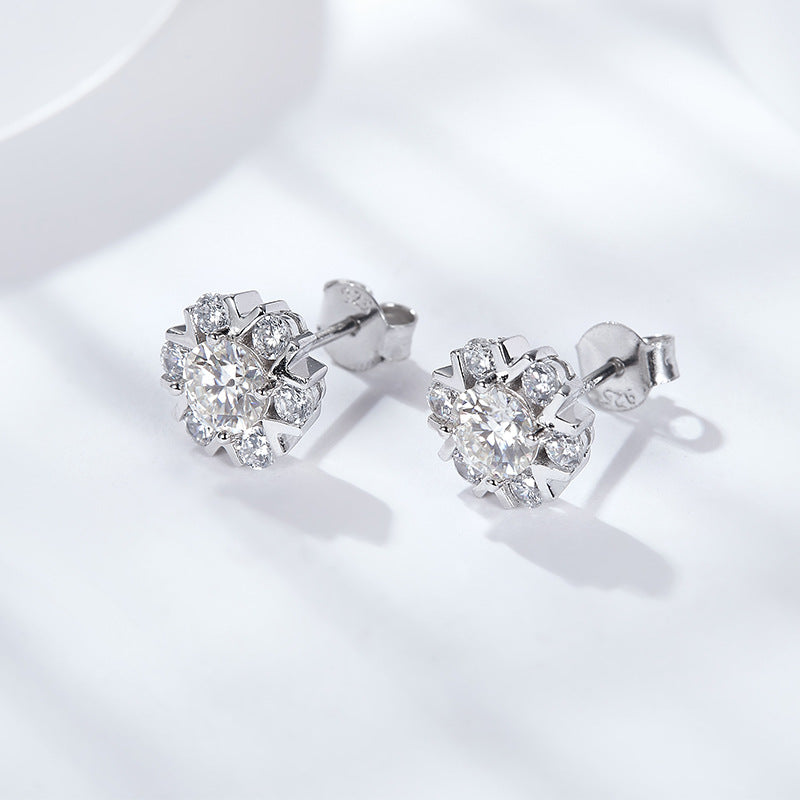 S925 Round-Cut Moissanite Earring Plated 18k gold【6.2#122】
