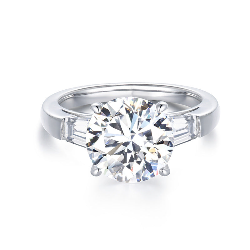 S925 Round-Cut Moissanite Ring Plated 18k Gold【6.2#137】