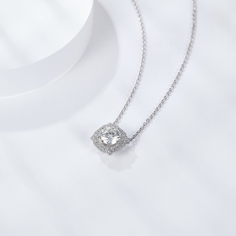 S925 Round-Cut Moissanite 1CT Plated 18k Gold Neclace【6.2#104】