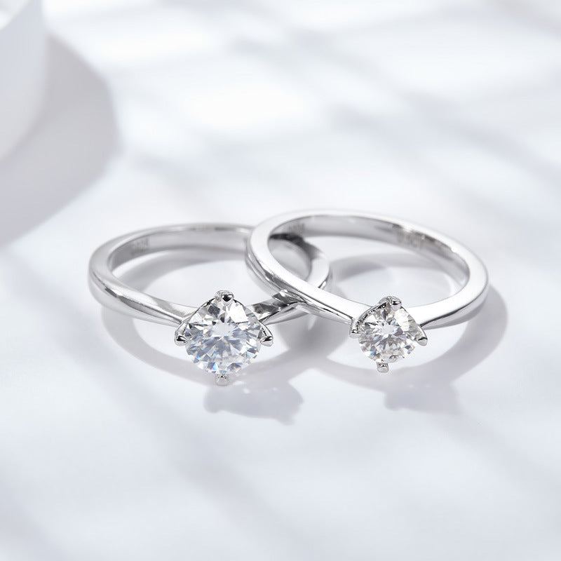 S925 Round-Cut Moissanite Ring 0.5CT&1CT 【6.2#47】