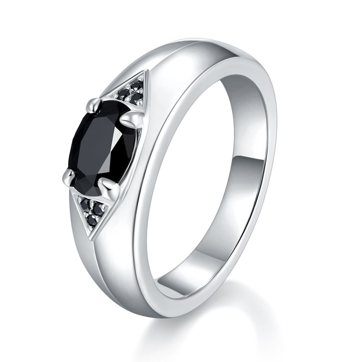 S925 Oval-Cut Black Moissanite Ring【6.2#174】