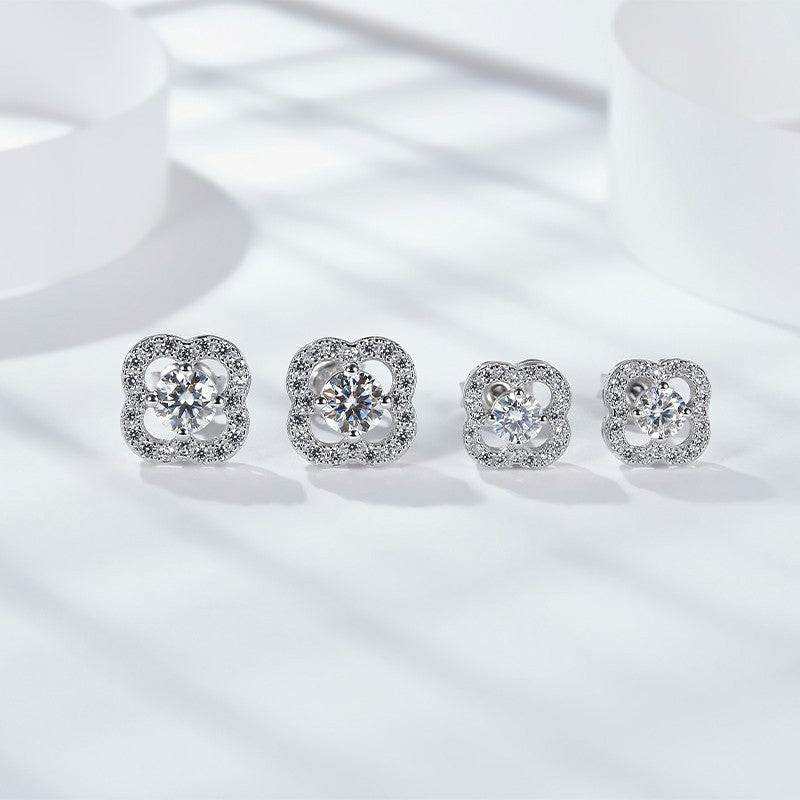 S925 Round-Cut Moissanite Earring Plated 18k Gold【6.2#128】