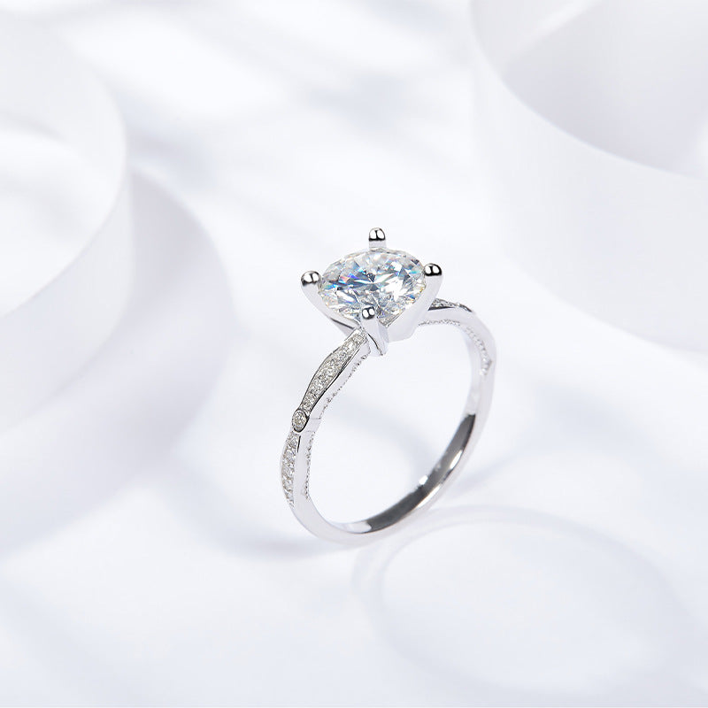 S925 Round-Cut Moissanite Ring【6.2#201】