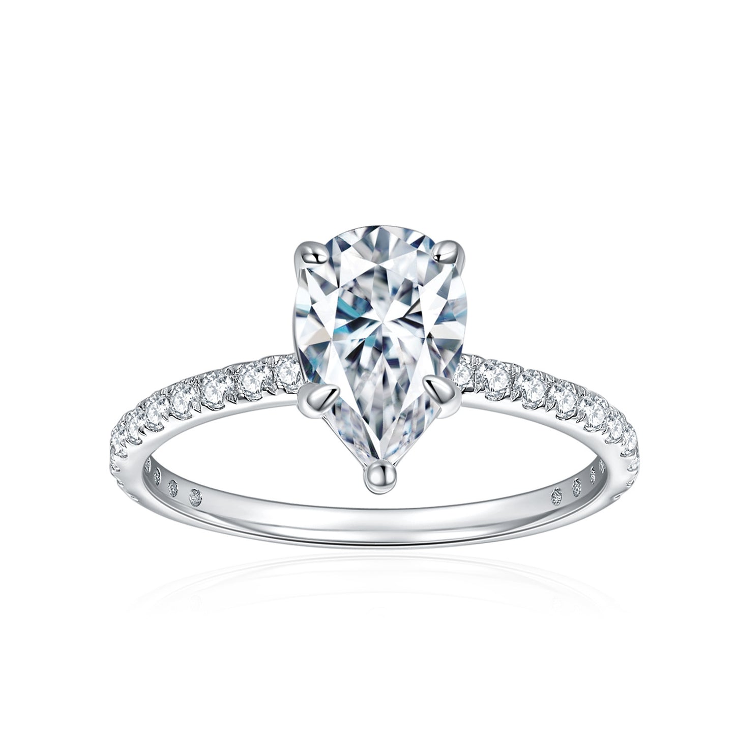 S925 Pear-Cut Full Moissanite Ring 【6.2#45】