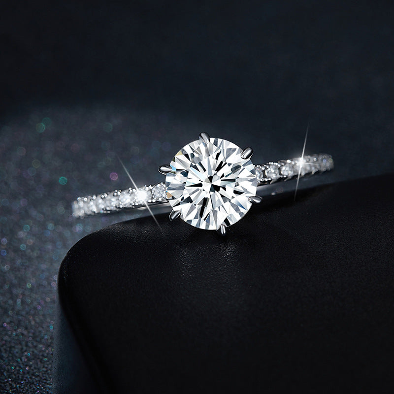 S925 Round-Cut Moissanite Ring Plated 18k gold【6.2#123】