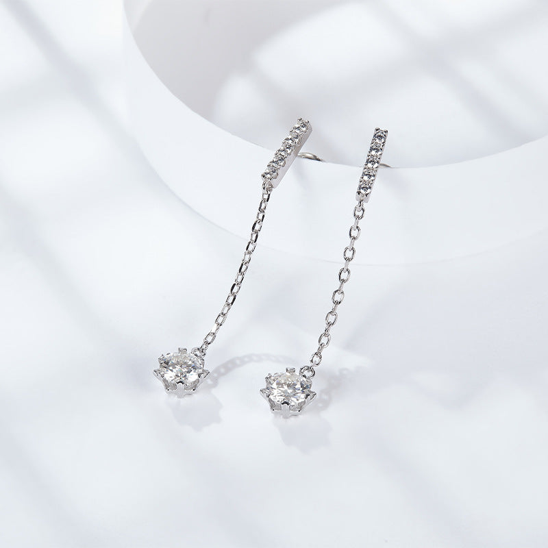 S925 Round-Cut Moissanite Earring【6.2#90】