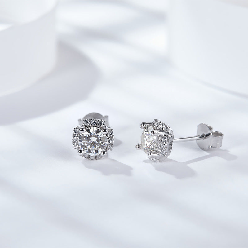 S925 Round-Cut Moissanite Earring 【6.2#87】