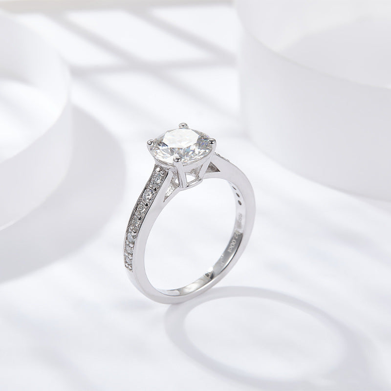 S925 2CT Round-Cut Moissanite 18k Gold Plated Ring 【6.2#86】