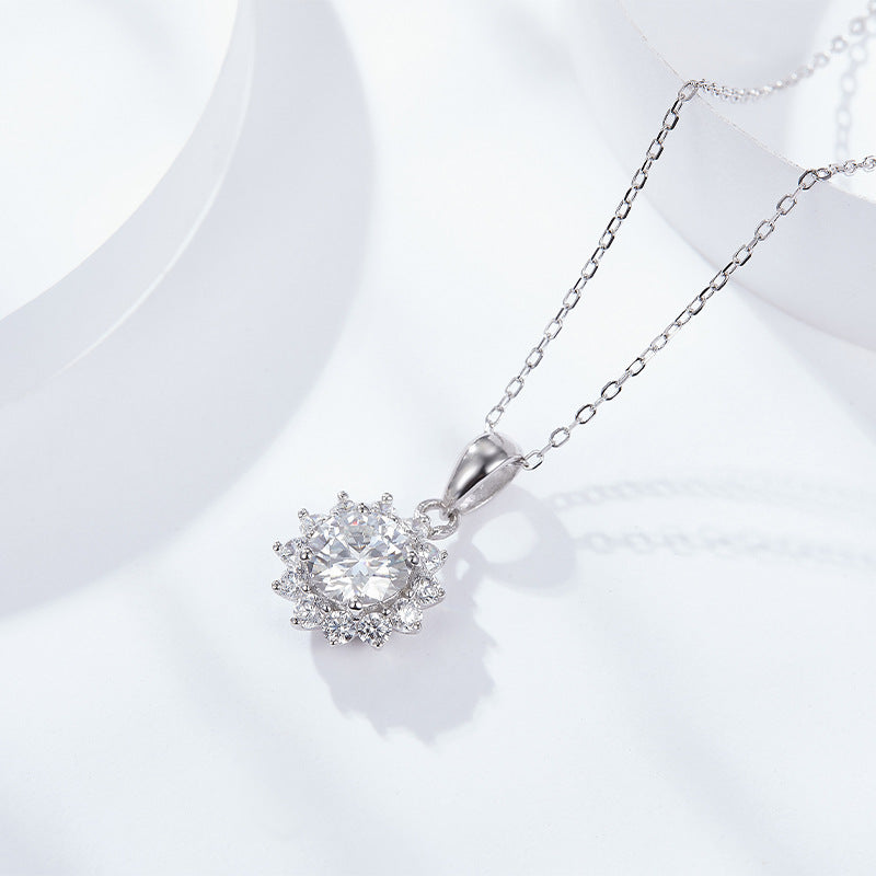 S925 Round-Cut 18K Platinum Plated pt95 Moissanite Pendant【6.2#89】