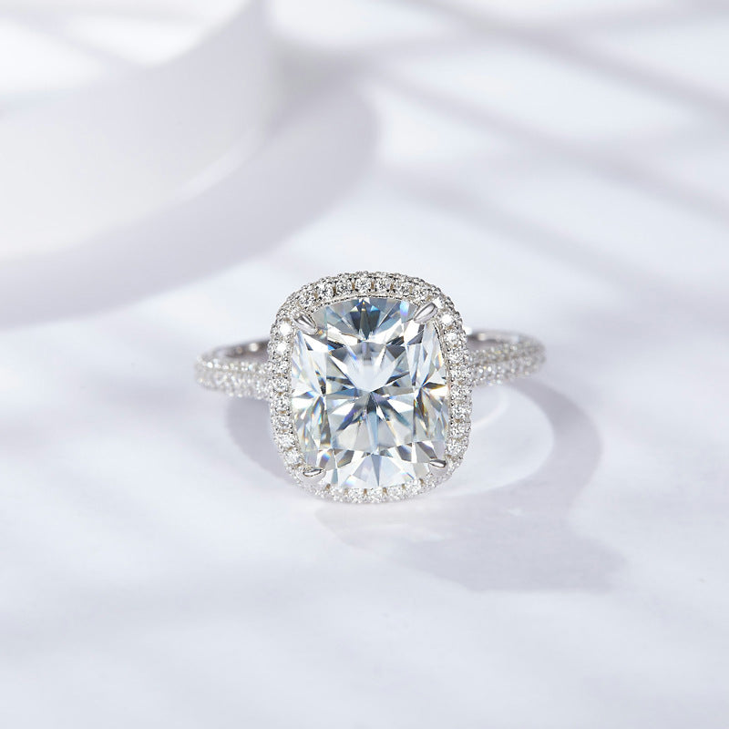 S925 Cushion-Cut Moissanite Ring【6.2#188】