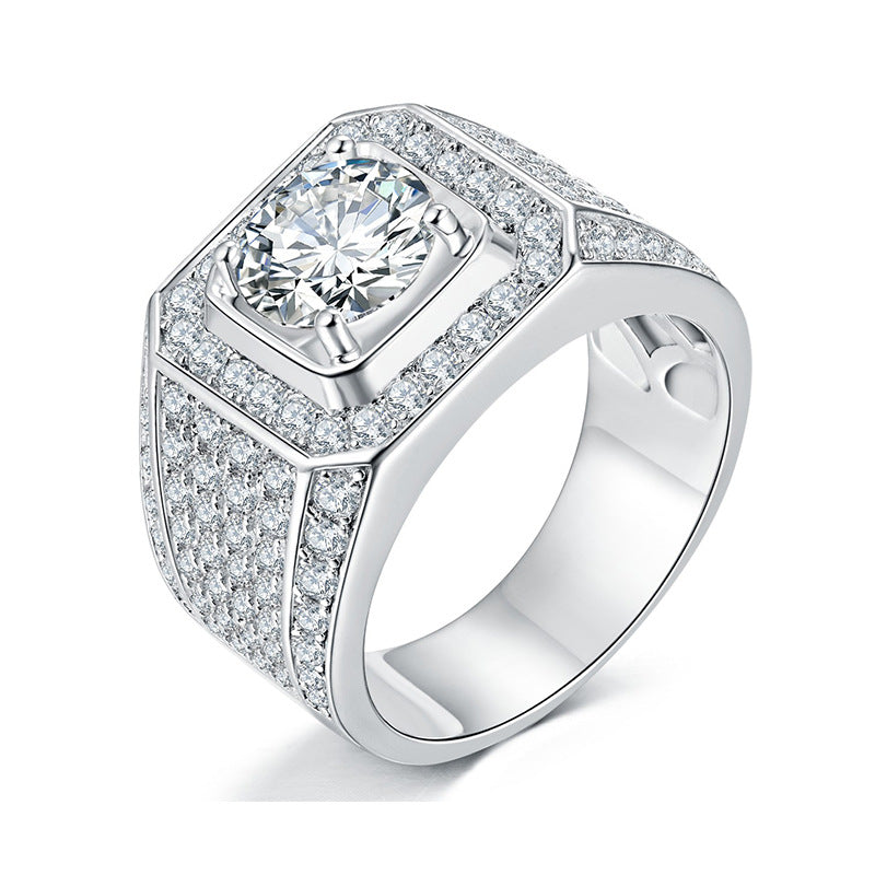 S925 Full Moissanite Ring (Man Ring) 【6.2#18】