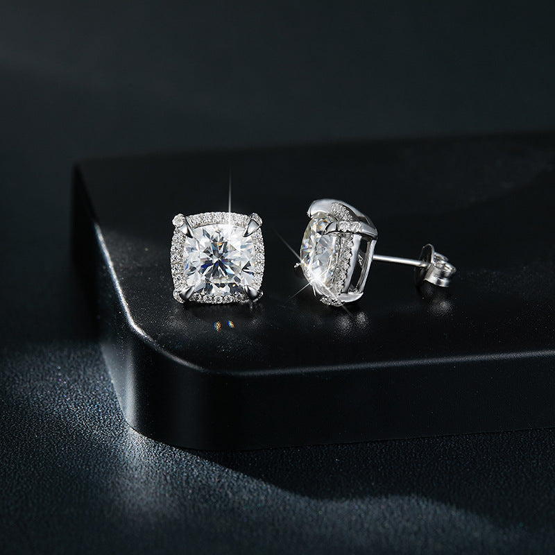 S925 Cushion-Cut Moissanite Earring【6.2#164】