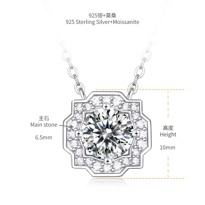 S925 Round-Cut Moissanite 1CT Plated 18k Gold Neclace【6.2#104】