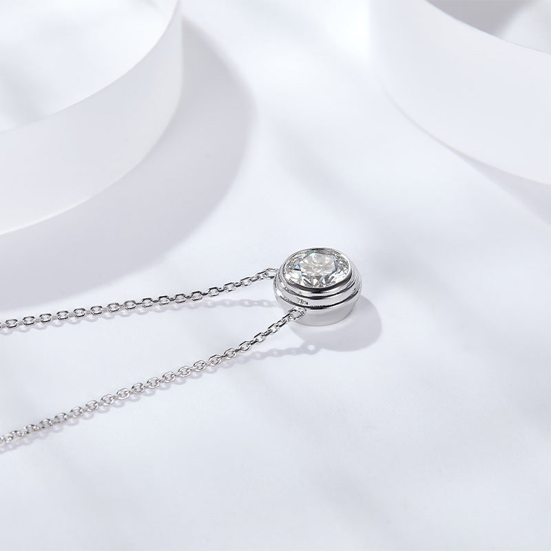 S925 Round-Cut Moissanite Necklace Plated 18k Gold【6.2#135】
