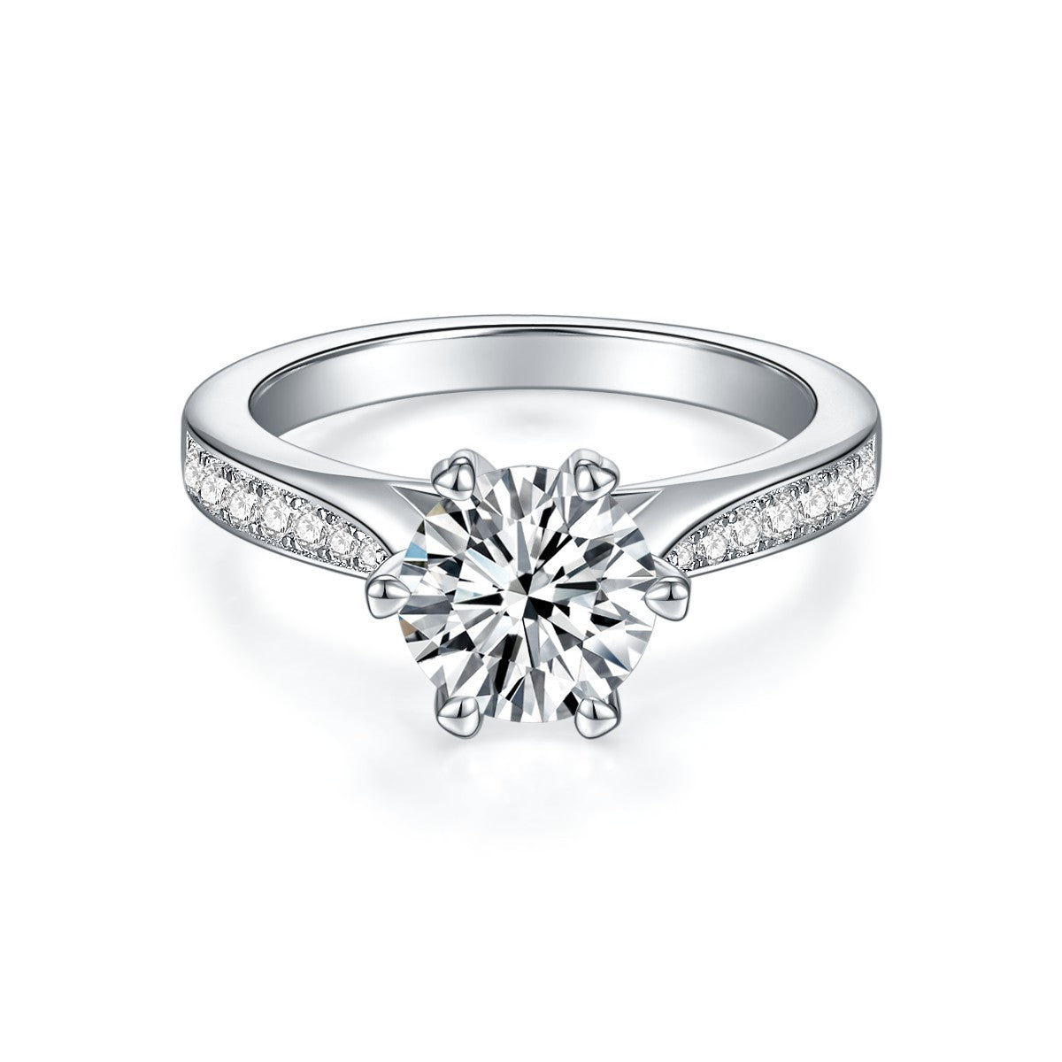 S925 Round-Cut Moissanite Ring 1CT Rotatable 【6.2#71】