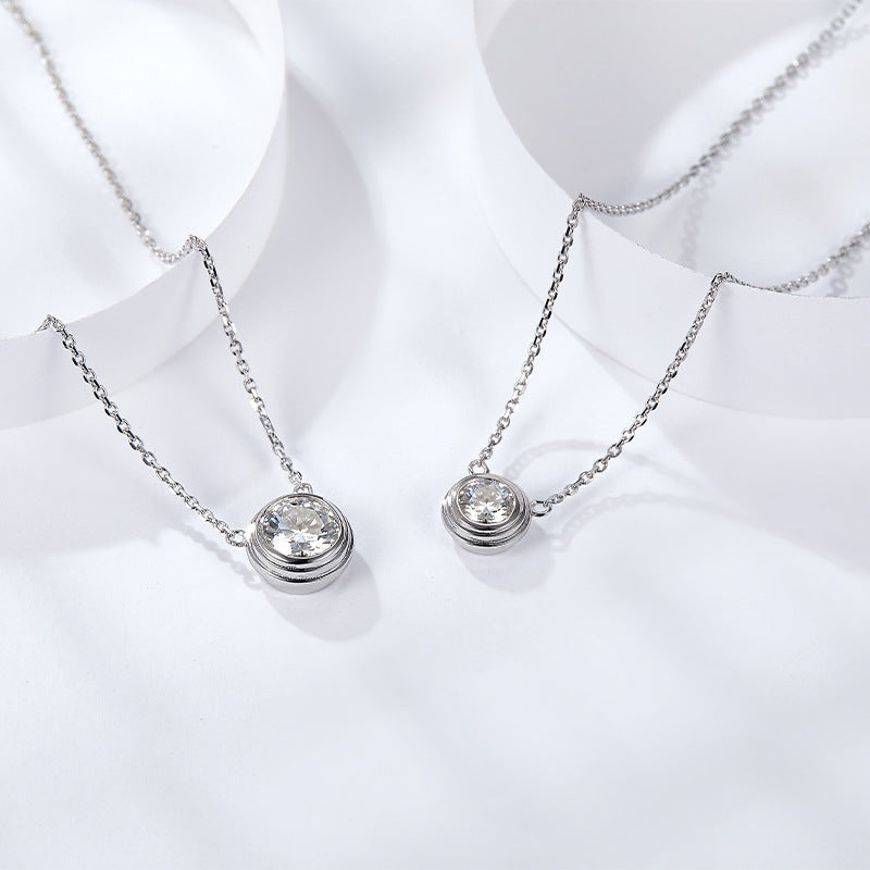 S925 Round-Cut Moissanite Necklace Plated 18k Gold【6.2#135】