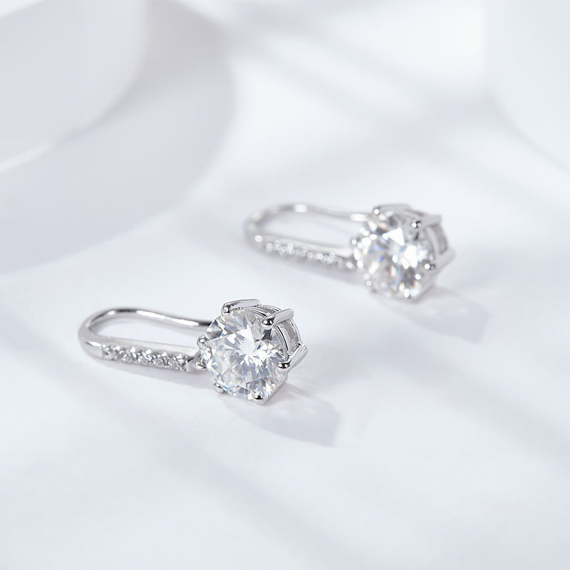 S925 Round-Cut Moissanite Earring【6.2#172】
