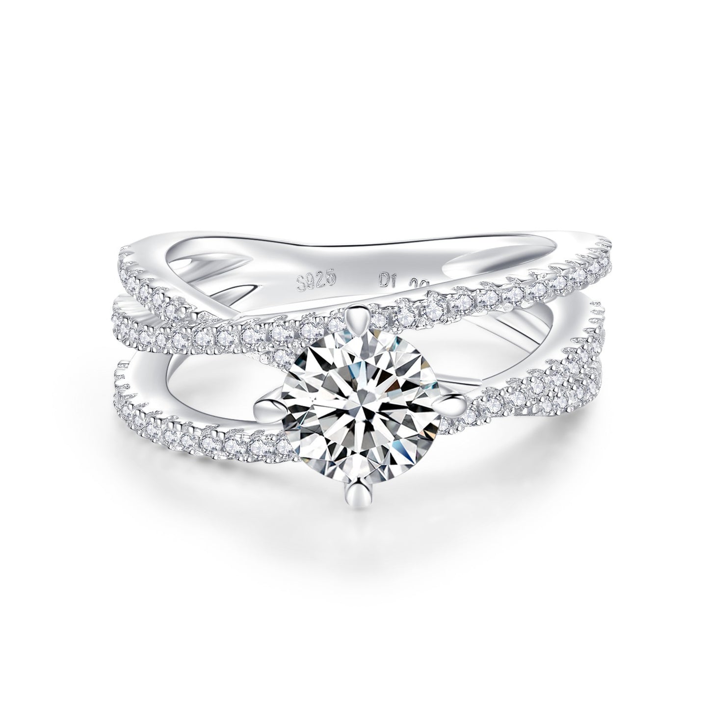 S925 Round-Cut Moissanite Ring【6.2#184】