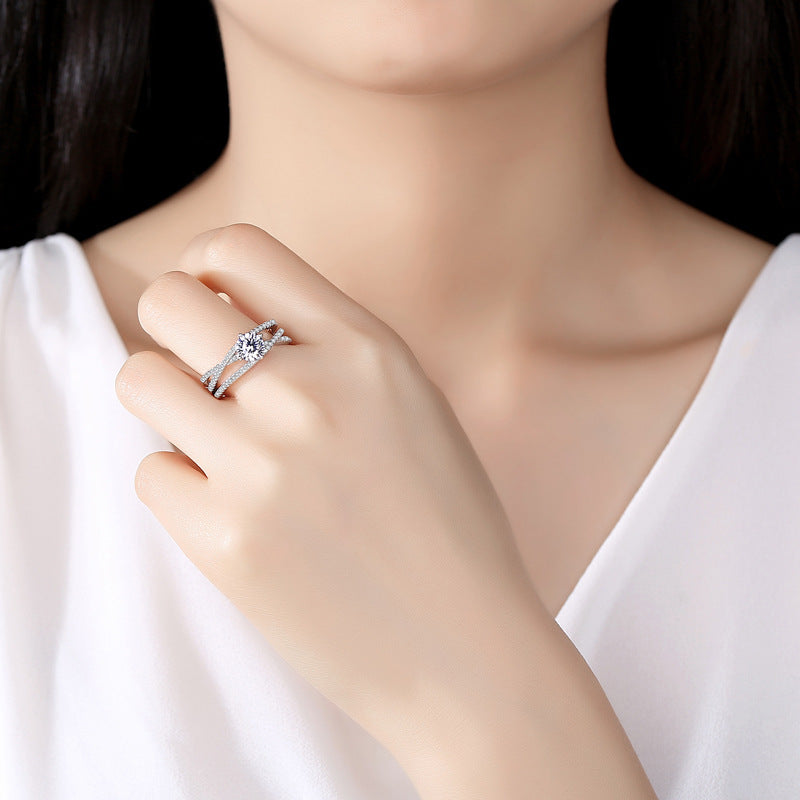 S925 Round-Cut Moissanite Ring【6.2#184】