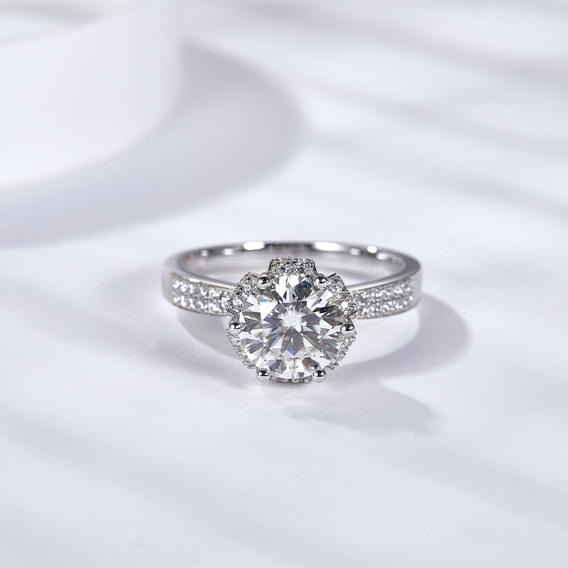 S925 Round-Cut Moissanite ring 【6.2#80】