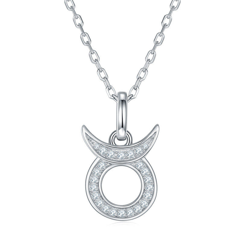 S925 Round-Cut Full Moissanite Zodiac Signs Necklace【6.2#19】